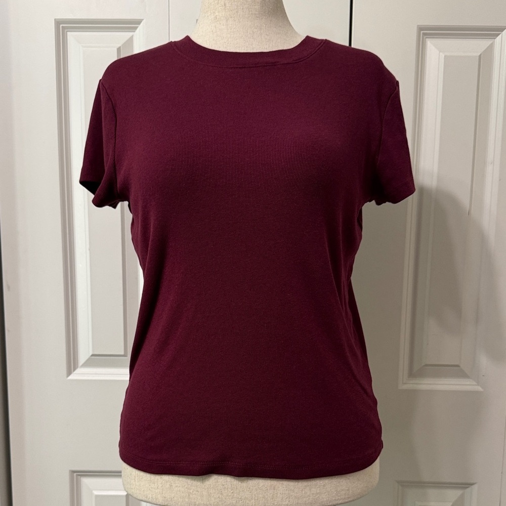 a new day Rich Burgundy Short Sleeve Ribbed Tee
